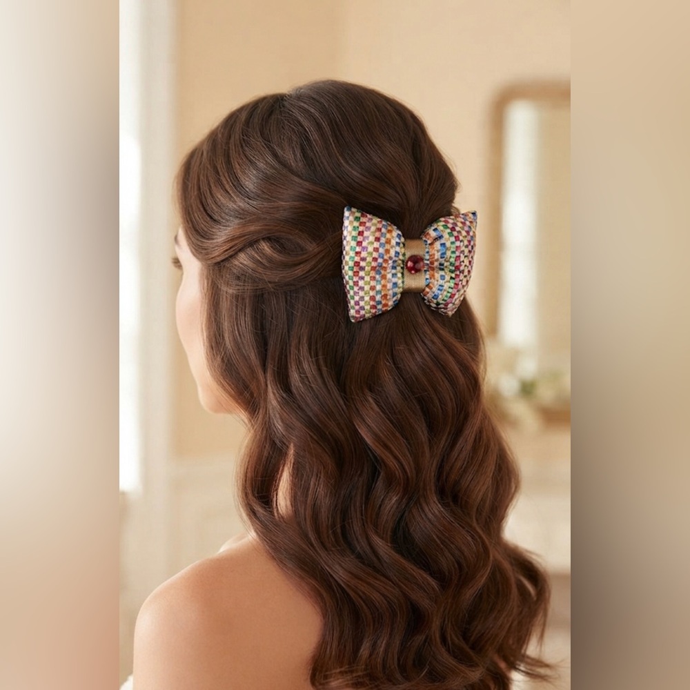 Vintage Puffy hair bow multicoloured